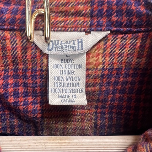 Duluth Trading Co. Folklore Flannel Quilt Insulated Shirt Jacket Plaid Large - Picture 6 of 10